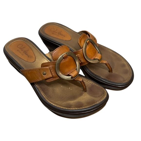 COLE HAAN Nike Air Leather Wedge Thong Sandal SZ 5 - Picture 2 of 13